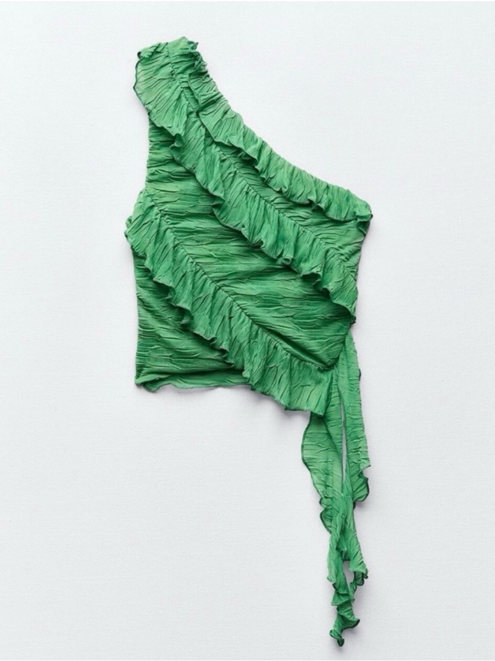NWOT Zara One-Shoulder Ruffle Crop Top